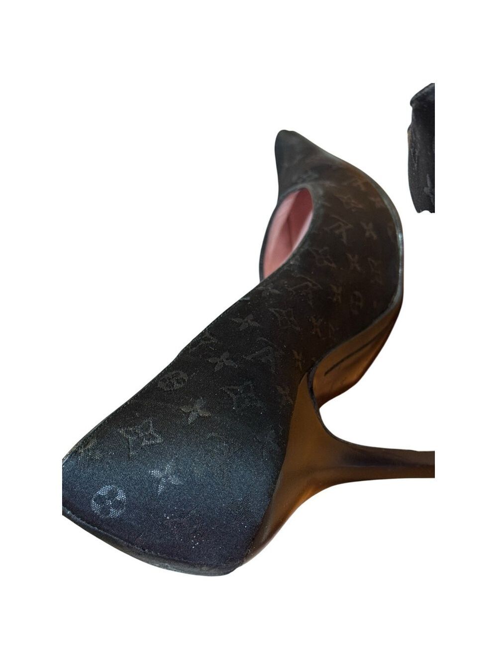 Louis Vuitton Black Monogram Mini Lin Satin Pumps in Box With COA - Picture 15 of 16